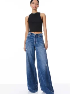Allen Embellished Neck Ribbed Tank