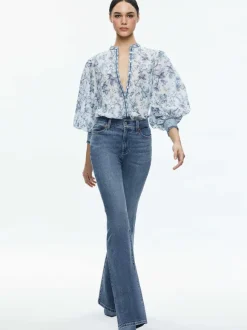 April Pleated Blouson Sleeve Top