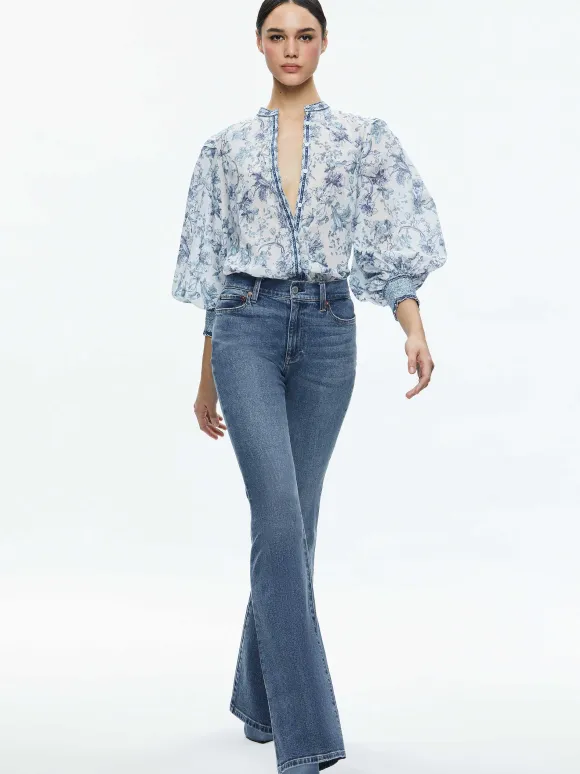 April Pleated Blouson Sleeve Top