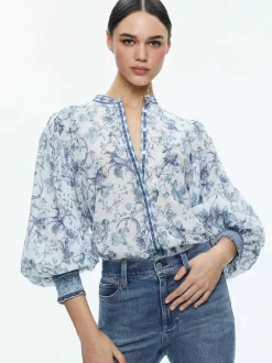April Pleated Blouson Sleeve Top