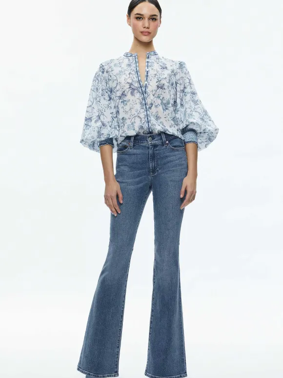 April Pleated Blouson Sleeve Top