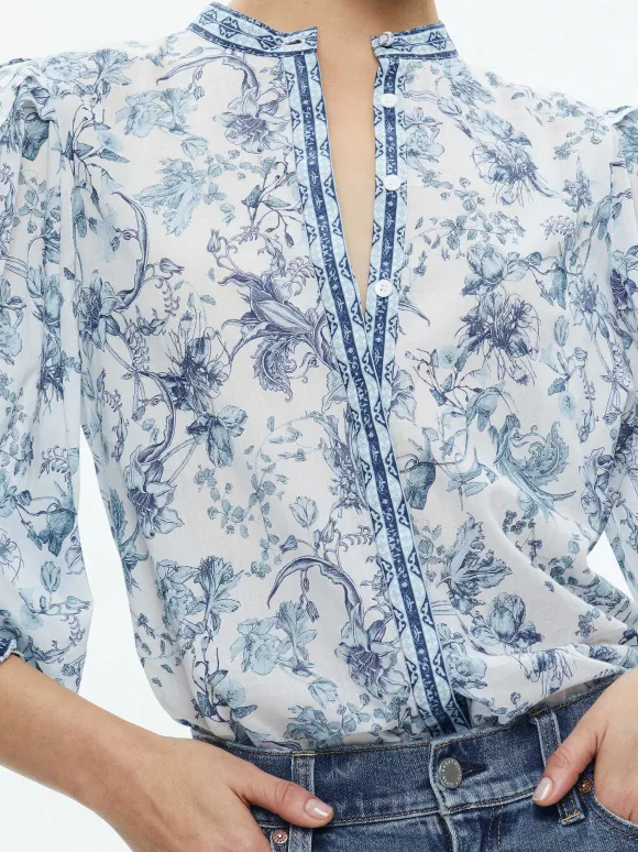 April Pleated Blouson Sleeve Top