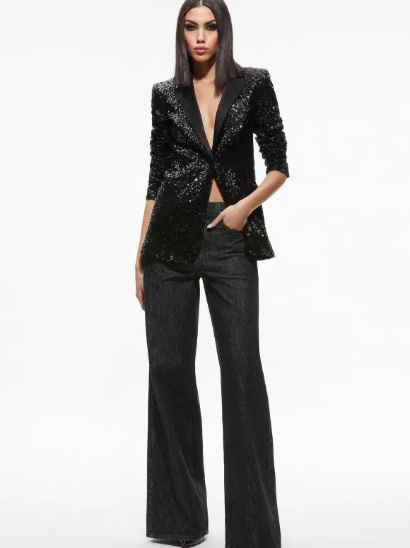 Breann Sequin Fitted Blazer + Lara Sequin Bootcut Pant