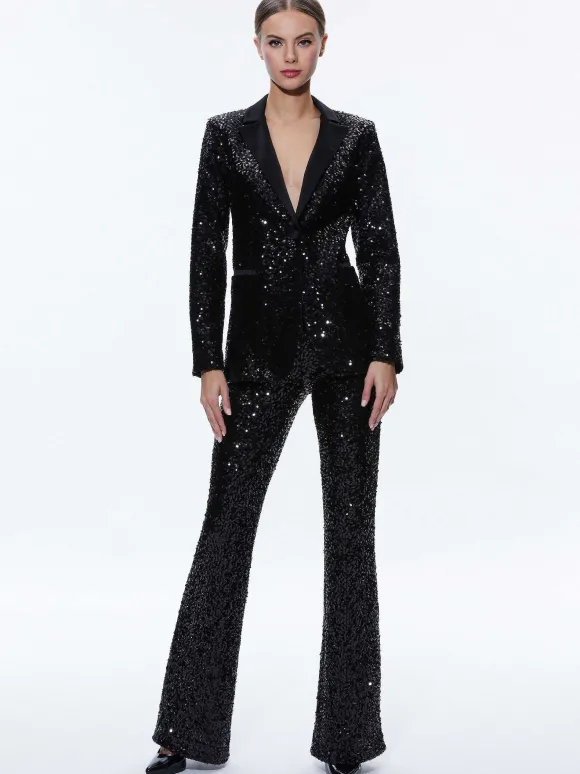 Breann Sequin Fitted Blazer + Lara Sequin Bootcut Pant