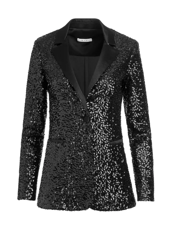 Breann Sequin Fitted Blazer + Lara Sequin Bootcut Pant