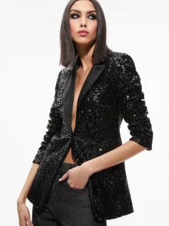 Breann Sequin Fitted Blazer + Lara Sequin Bootcut Pant