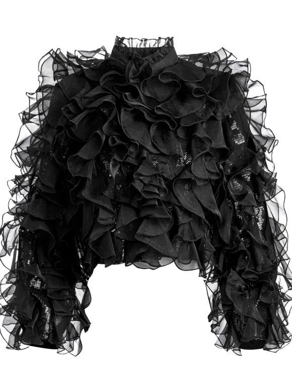 Britton Ruffled Cropped Jacket