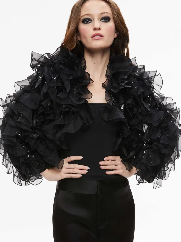 Britton Ruffled Cropped Jacket