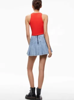 Carter Pleated Denim Mini Skirt