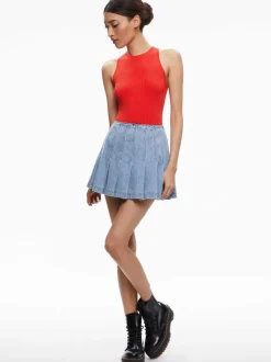 Carter Pleated Denim Mini Skirt
