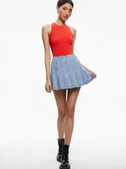 Carter Pleated Denim Mini Skirt