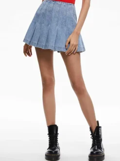 Carter Pleated Denim Mini Skirt