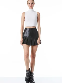 Carter Pleated Vegan Leather Mini Skirt