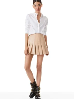 Carter Pleated Vegan Leather Mini Skirt