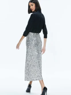 Ceresi Sequin Bandeau Crop Top + Maeve Sequin Slip Skirt