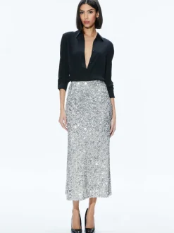 Ceresi Sequin Bandeau Crop Top + Maeve Sequin Slip Skirt