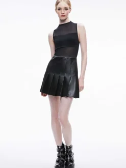 Chara Vegan Leather Pleated Mini Dress