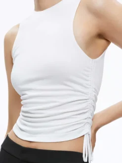 Chrissy Crewneck Ruched Crop Top