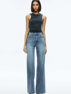 Chrissy Crewneck Ruched Crop Top