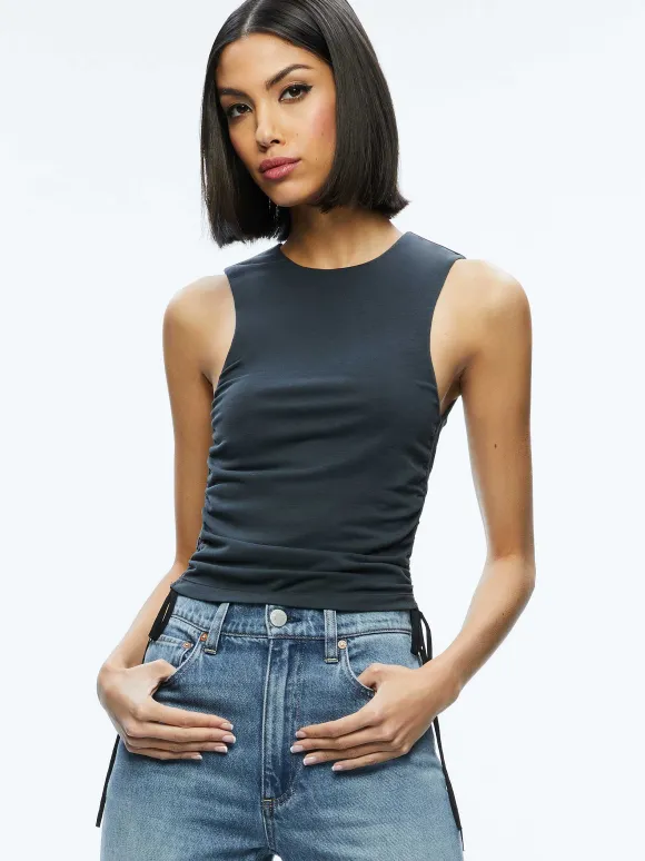 Chrissy Crewneck Ruched Crop Top