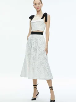 Clara Bow Strap Bustier Crop Top + Earla Lace Midi Skirt