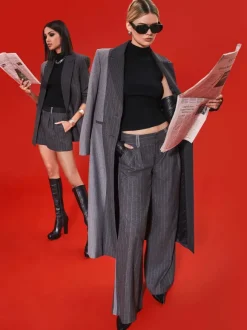 Colley Notch Collar Blazer + Conry Pleated Cuff Short
