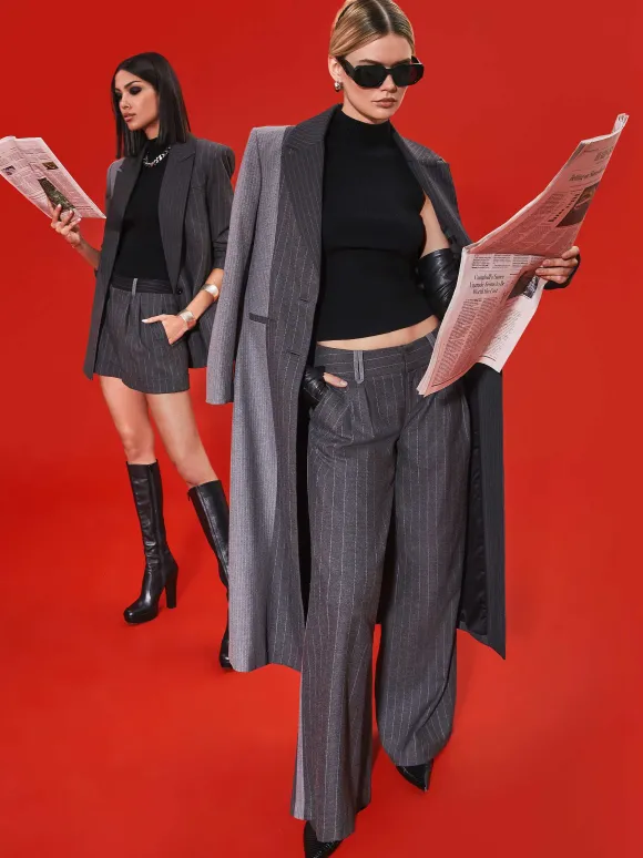 Colley Notch Collar Blazer + Conry Pleated Cuff Short