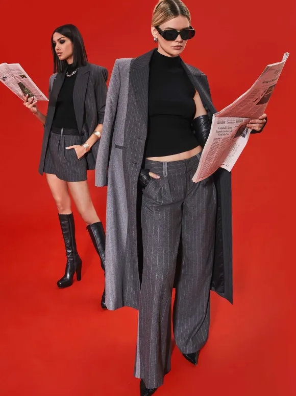 Colley Notch Collar Blazer + Conry Pleated Cuff Short