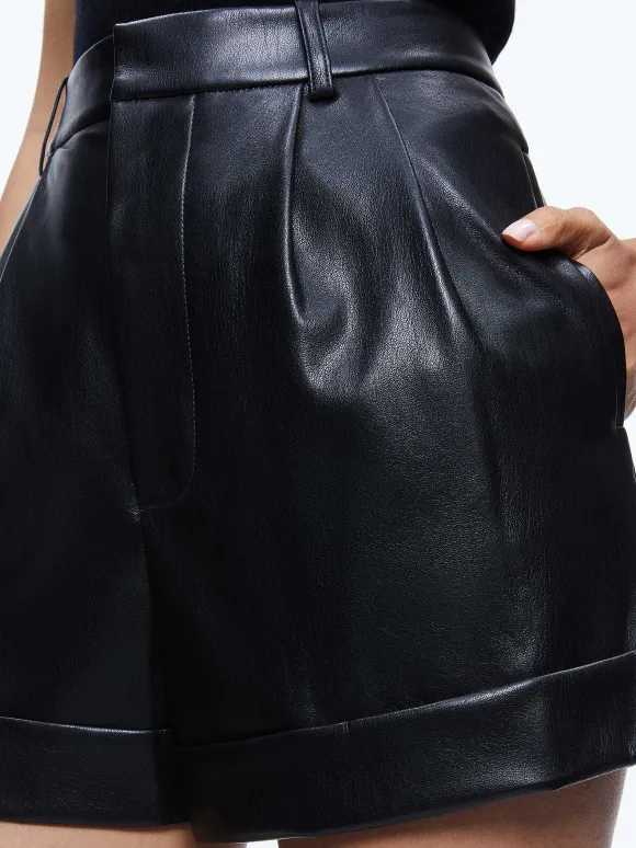 Conry Vegan Leather Pleated Cuff Short