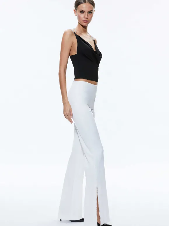 Coral Crystal Strap Cowl Neck Top