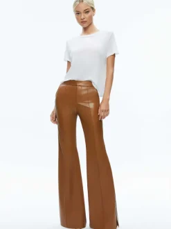 Danette Vegan Leather Split Hem Trousers