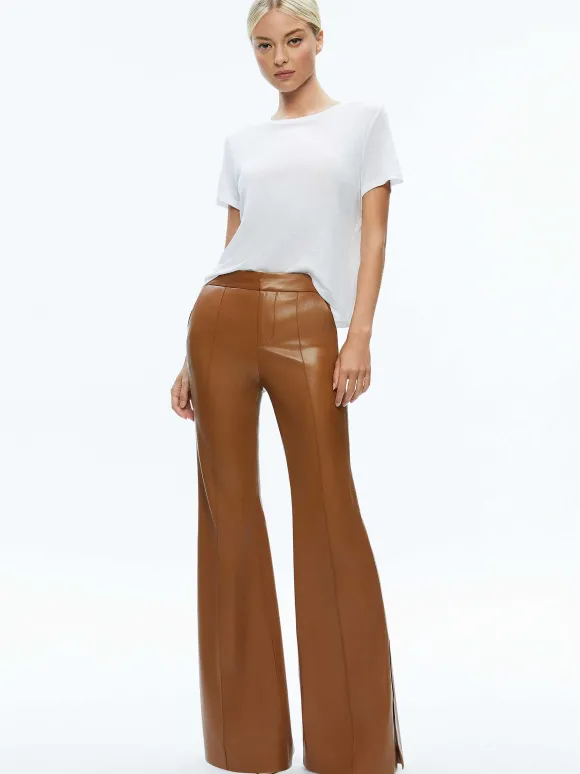 Danette Vegan Leather Split Hem Trousers