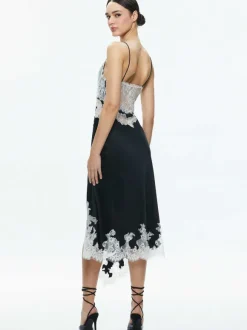 Daphne Lace Asymmetrical Slit Midi Dress