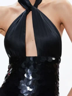 Dedra Embellished Twist Neck Mini Dress