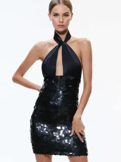 Dedra Embellished Twist Neck Mini Dress