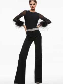 Delaina Feather Cuff Sleeve Top