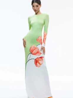 Delora Open Back Crew Neck Maxi Dress