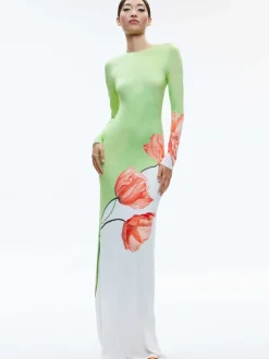 Delora Open Back Crew Neck Maxi Dress