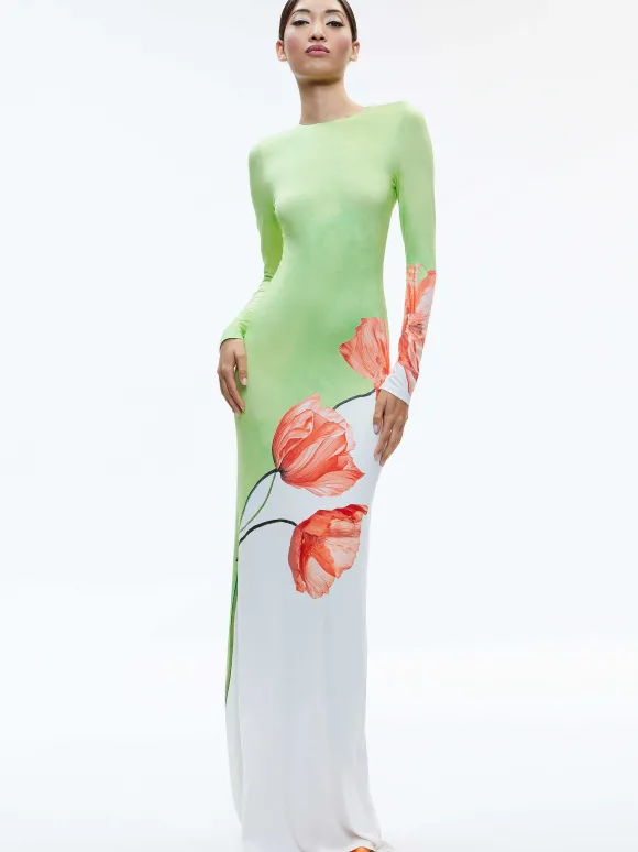 Delora Open Back Crew Neck Maxi Dress