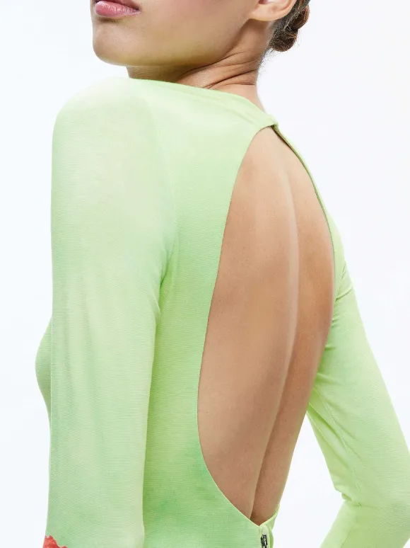 Delora Open Back Crew Neck Maxi Dress
