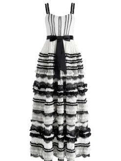 Denita Bustier Ruffle Gown
