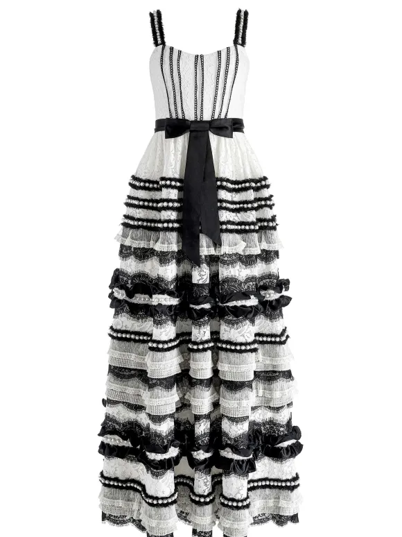 Denita Bustier Ruffle Gown