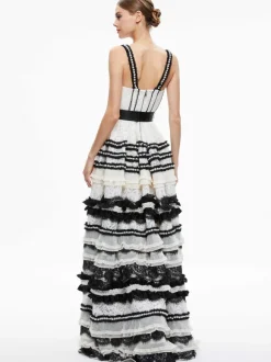 Denita Bustier Ruffle Gown
