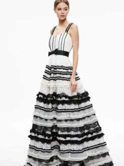 Denita Bustier Ruffle Gown