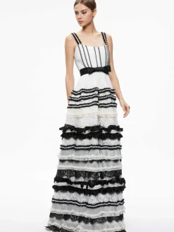 Denita Bustier Ruffle Gown