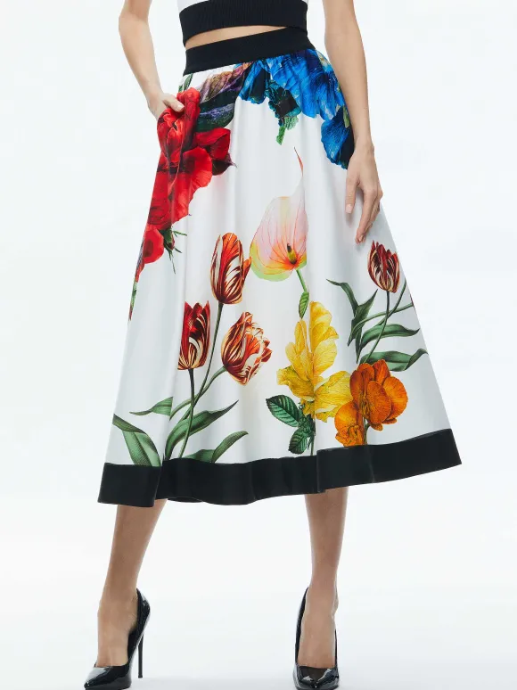 Earla High Rise Flared Midi Skirt
