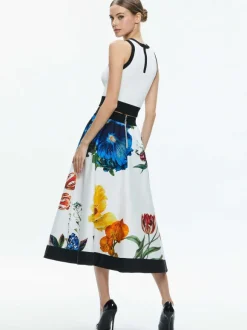 Earla High Rise Flared Midi Skirt