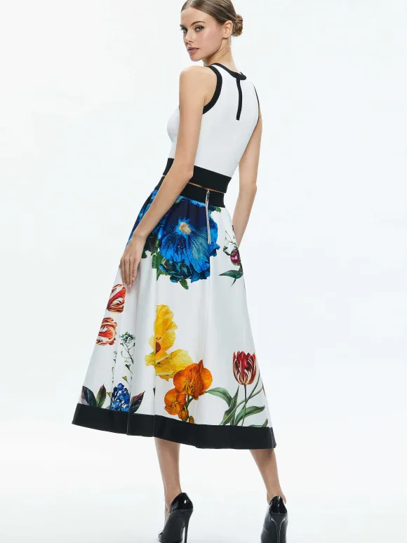 Earla High Rise Flared Midi Skirt