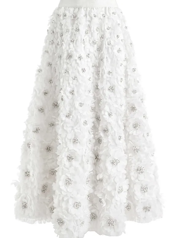 Earla High Waisted Floral Embellished Skirt