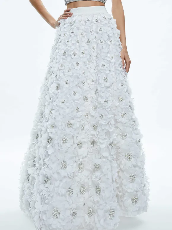 Earla High Waisted Floral Embellished Skirt